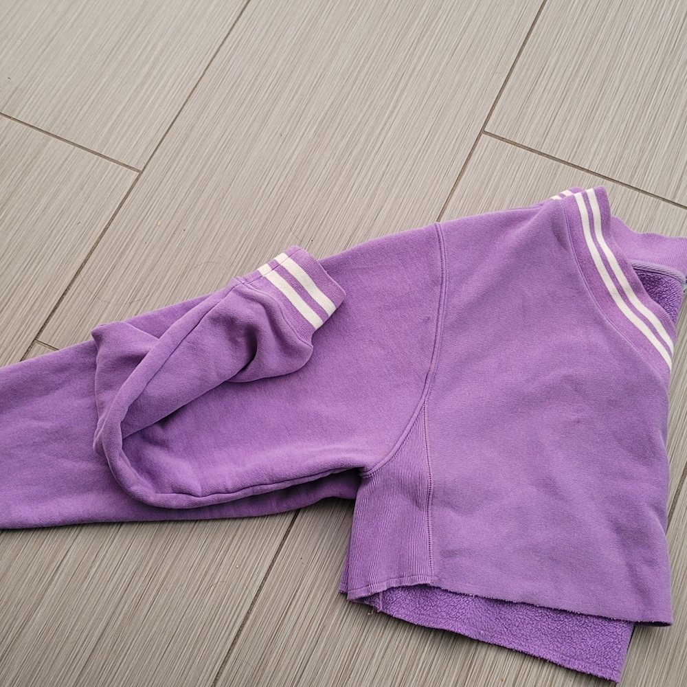 Champion Purple 3/4 Sleeve Crop Polo Hoodie - Picture 6 of 10